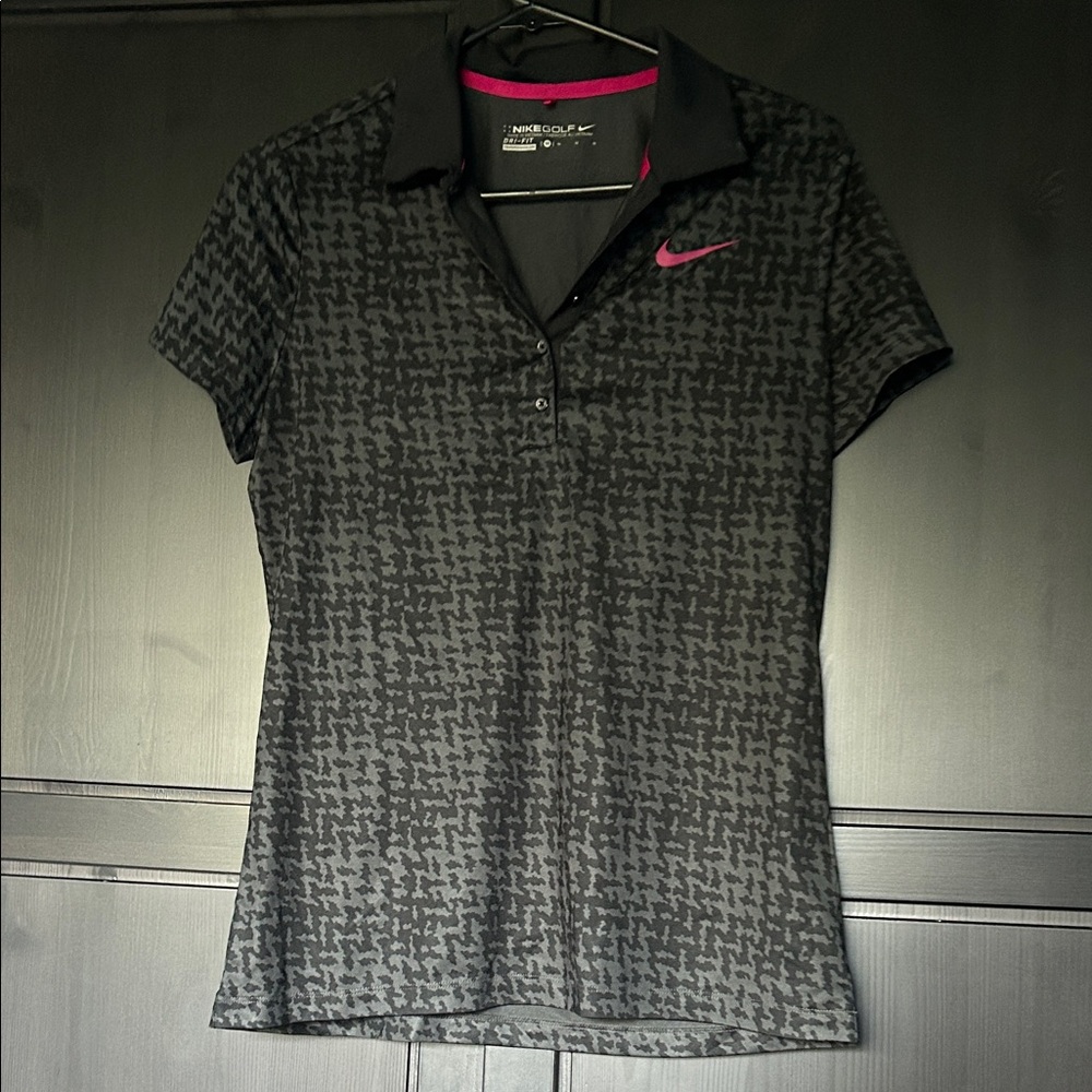 Nike Women's Black and Pink Button Down Shirt